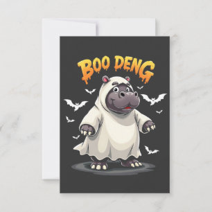 Boo Deng Ghost Baby Pygmy Hippo Moo Deng Halloween Dankeskarte