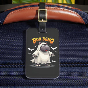 Boo Deng Ghost Baby Pygmy Hippo Moo Deng Halloween Gepäckanhänger