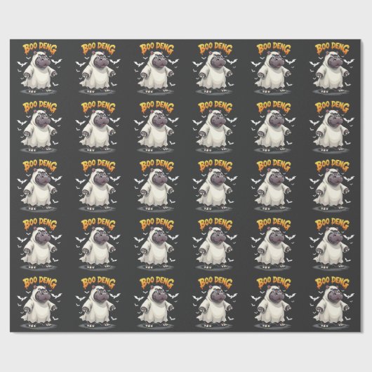 Boo Deng Ghost Baby Pygmy Hippo Moo Deng Halloween Geschenkpapier (Flach)