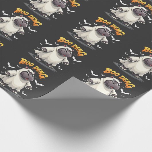 Boo Deng Ghost Baby Pygmy Hippo Moo Deng Halloween Geschenkpapier (Ecke)