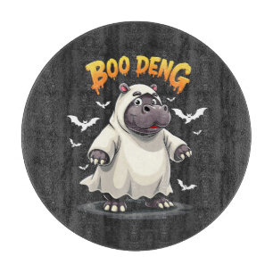 Boo Deng Ghost Baby Pygmy Hippo Moo Deng Halloween Schneidebrett