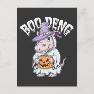 Boo deng Spooky Halloween Moo Deng Baby Hippo Postkarte
