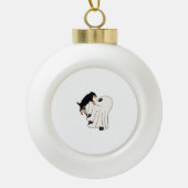 Boo Dog Halloween Hund Spooky Keramik Kugel-Ornament (Vorderseite)