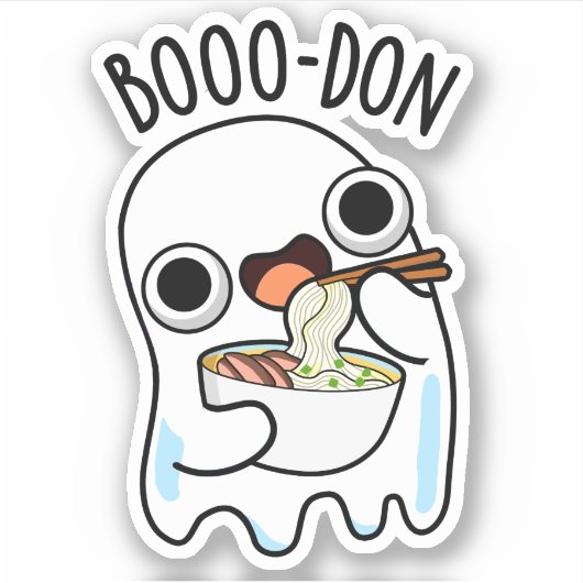 Boo-don Funny Ghost Udon Pun Aufkleber (Vorderseite)