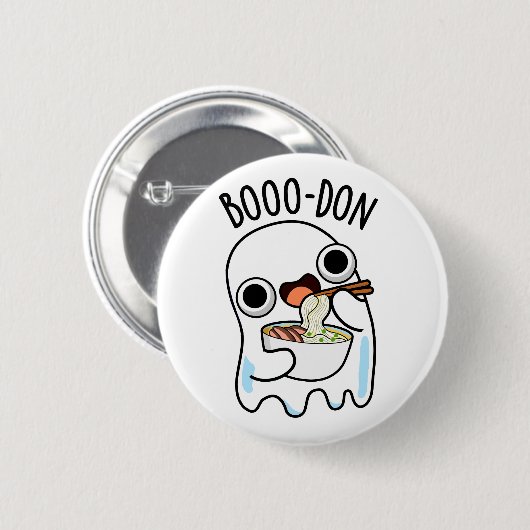 Boo-don Funny Ghost Udon Pun Button (Vorne & Hinten)