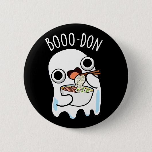 Boo-don Funny Ghost Udon Pun Dark BG Button (Vorderseite)