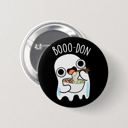 Boo-don Funny Ghost Udon Pun Dark BG Button (Vorne & Hinten)