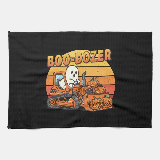 Boo Dozer Ghost Funny Halloween Geschirrtuch (Horizontal)