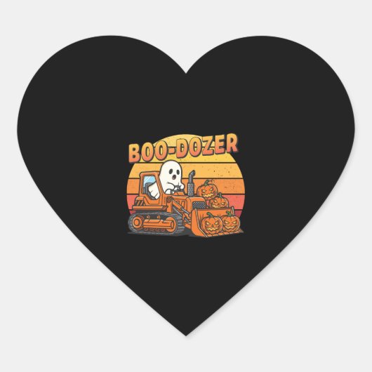 Boo Dozer Ghost Funny Halloween Herz-Aufkleber (Vorderseite)