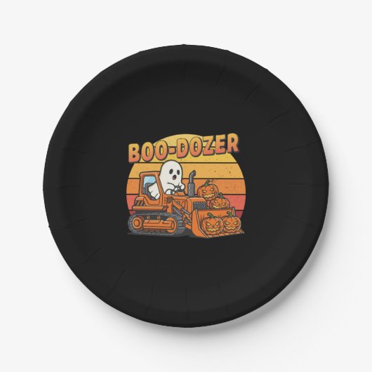Boo Dozer Ghost Funny Halloween Pappteller (Vorderseite)