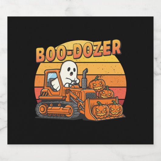 Boo Dozer Ghost Funny Halloween Schaumweinetikett (Einzelnes Label)