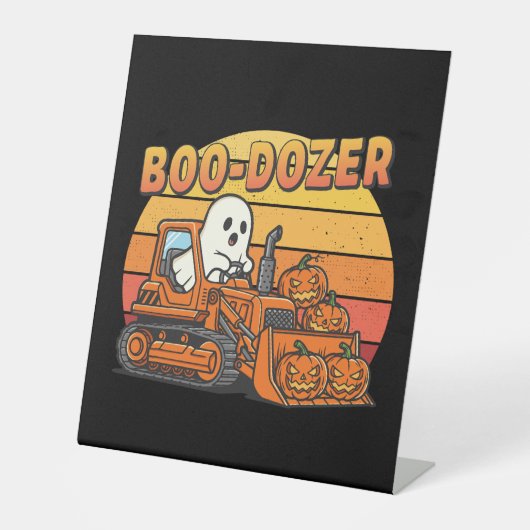 Boo Dozer Ghost Funny Halloween Sockelschild (Vorderseite)