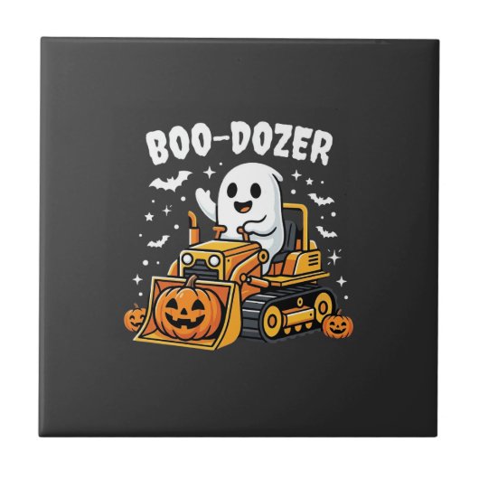 Boo Dozer Halloween Geist Bulldozer_1 Fliese (Vorderseite)