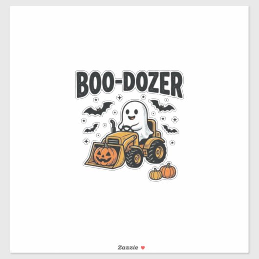 Boo-Dozer Halloween-Geist-Bulldozer-Design_1 Aufkleber (Blatt)