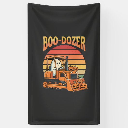 Boo-Dozer Halloween-Geist-Kürbis-Bulldozer Banner (Vertikal)