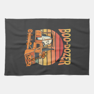 Boo-Dozer Halloween-Geist-Kürbis-Bulldozer Geschirrtuch