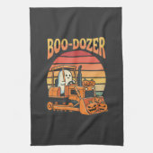 Boo-Dozer Halloween-Geist-Kürbis-Bulldozer Geschirrtuch (Vertikal)