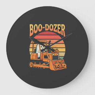 Boo-Dozer Halloween-Geist-Kürbis-Bulldozer Große Wanduhr