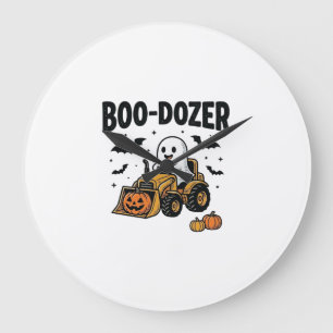 Boo-Dozer Halloween-Geister-Bulldozer-Design_1 Große Wanduhr