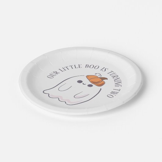 Boo dreht zwei Geist-Kürbis-Teller Pappteller (Schrägansicht)