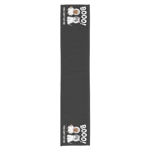 Boo, du kannst mir zu Halloween keine Hunde und Ka Kurzer Tischläufer (Vorderseite)