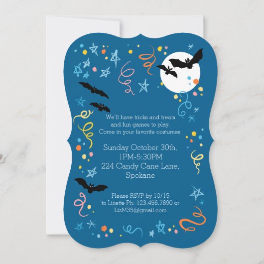 Boo! Einladung von Kid zum Halloween-Party (Rückseite)