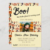 Boo Erster Geburtstag Pilze Halloween Fall Einladung (Vorne/Hinten)