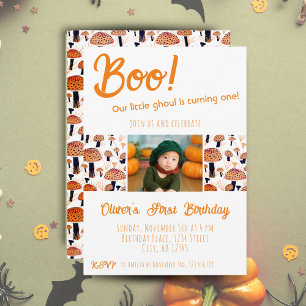 Boo Erster Geburtstag Pilze Halloween Herbst  Einladung