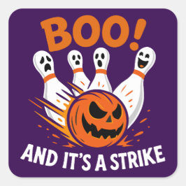 Boo Es ist ein Strike Funny Halloween Bowling Quadratischer Aufkleber