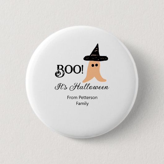 Boo es ist Halloween vom orangefarbenen Geist Button (Vorderseite)