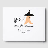Boo es ist Halloween vom orangefarbenen Geist Gästebuch (Rückseite)