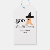 Boo es ist Halloween vom orangefarbenen Geist Geschenkanhänger (Rückseite)