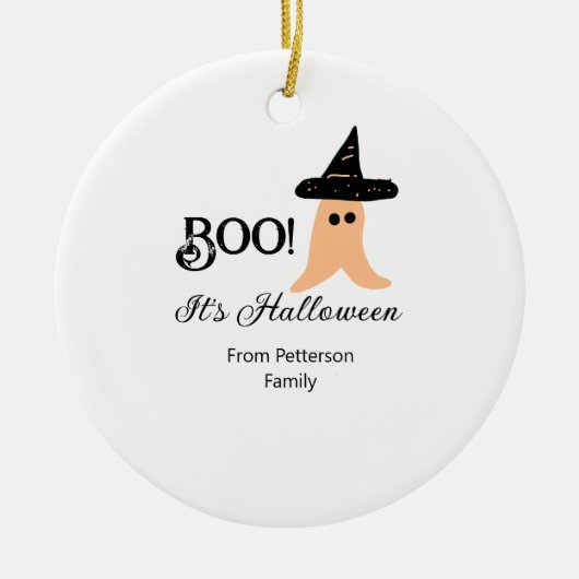 Boo es ist Halloween vom orangefarbenen Geist Keramik Ornament (Vorne)