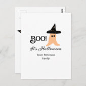 Boo es ist Halloween vom orangefarbenen Geist Postkarte (Vorne/Hinten)