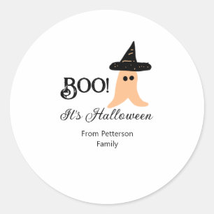 Boo es ist Halloween vom orangefarbenen Geist Runder Aufkleber