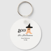 Boo es ist Halloween vom orangefarbenen Geist Schlüsselanhänger (Rückseite)