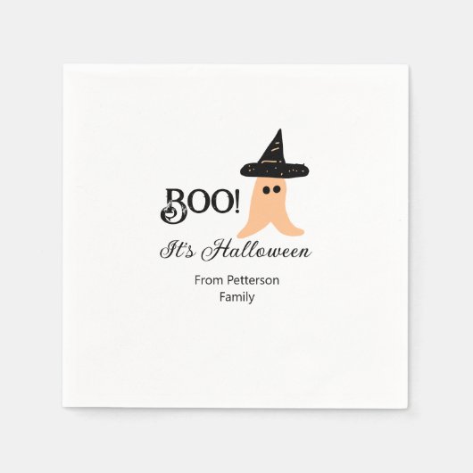 Boo es ist Halloween vom orangefarbenen Geist Serviette (Vorderseite)