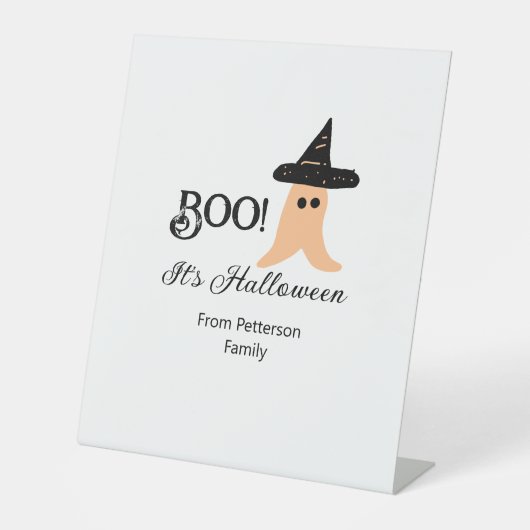Boo es ist Halloween vom orangefarbenen Geist Sockelschild (Vorderseite)