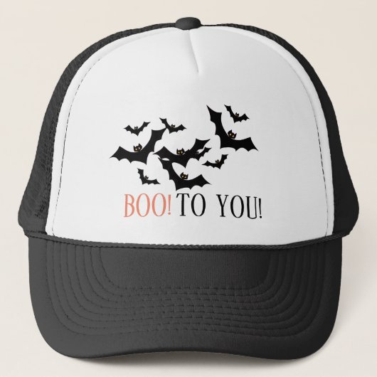 "BOO EUCH!" Black Bats Halloween Custom Truckerkappe (Vorderseite)