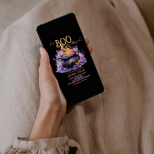 Boo Fast Fällig Schwarzes Pinkes Kessel-Baby-Party Einladung