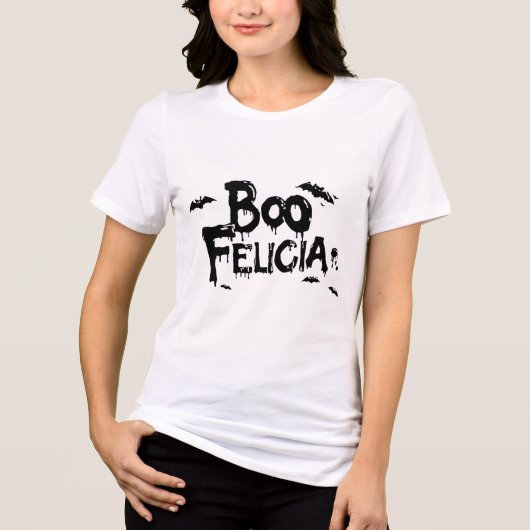 Boo Felicia Modernes Halloween Typografie-Shirt Tri-Blend Shirt (Vorderseite)