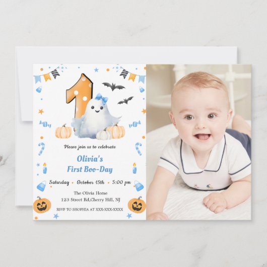 Boo First Birthday Einladung (Vorderseite)