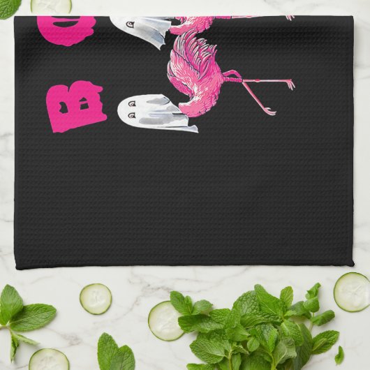 Boo Flamingo Halloween Flamingo Ghost Geschirrtuch (Gefaltet)