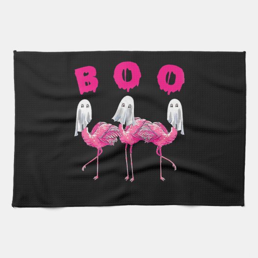 Boo Flamingo Halloween Flamingo Ghost Geschirrtuch (Horizontal)