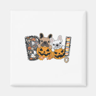 Boo French Bulldog Pumpkin Candy Dog Puppy Hallowe Magnet