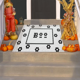 Boo Fun Halloween Hex Tile Design Schwarz-Weiß Fußmatte