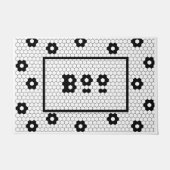 Boo Fun Halloween Hex Tile Design Schwarz-Weiß Fußmatte (Vorderseite)