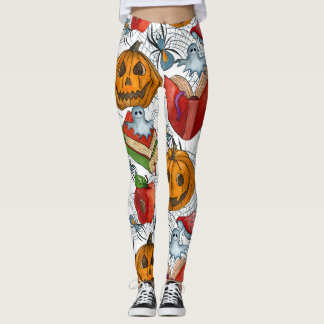 Boo! Funny Halloween Ghost Reading Book Leggings