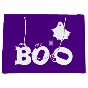 Boo Funny Halloween Ghost Spider Eyeballs Lila Große Geschenktüte