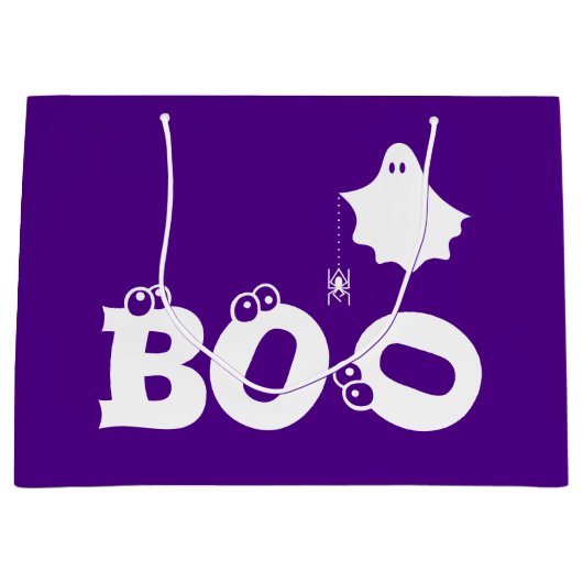 Boo Funny Halloween Ghost Spider Eyeballs Lila Große Geschenktüte (Vorderseite)